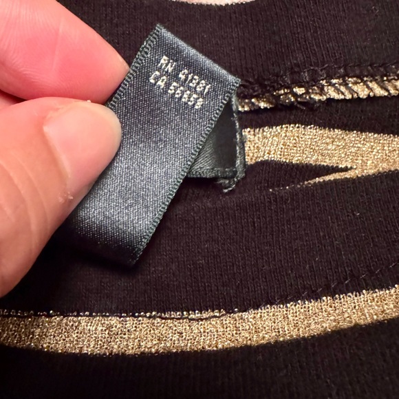 Lauren Ralph Lauren Petite Black Gold Metallic Stripes Short Sleeves Size PS - Picture 6 of 10